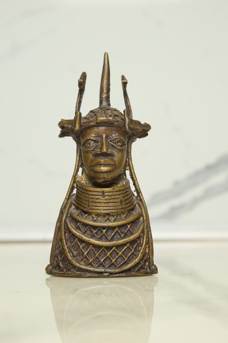 Benin-Style Spiked Crown Bronze Bust